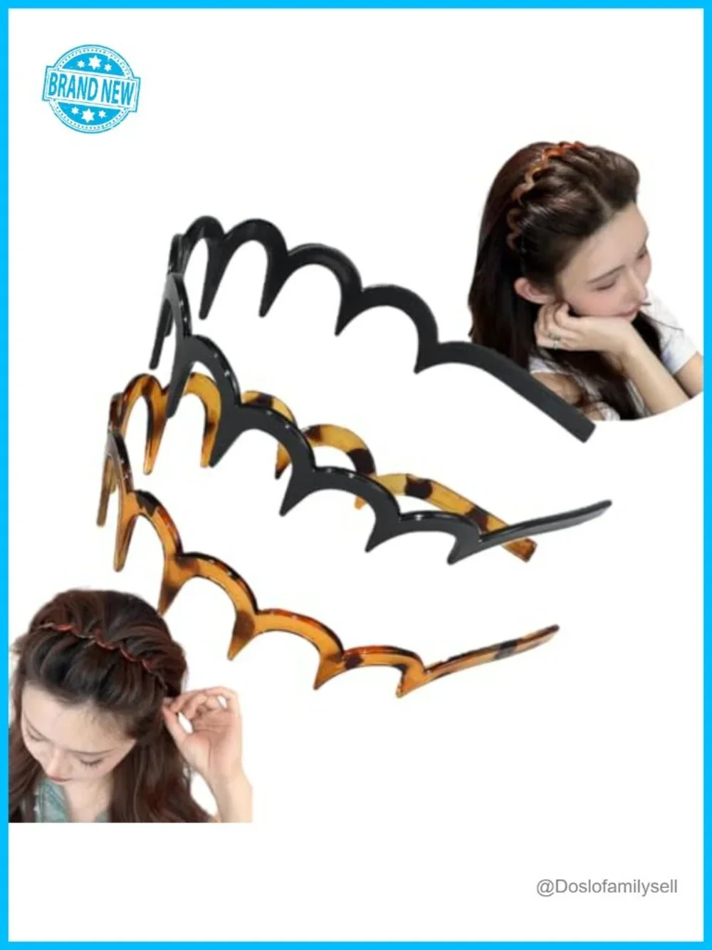 Plastic Wavy Zig Zag Headband with Teeth Comb for Face Washing Hair Holder